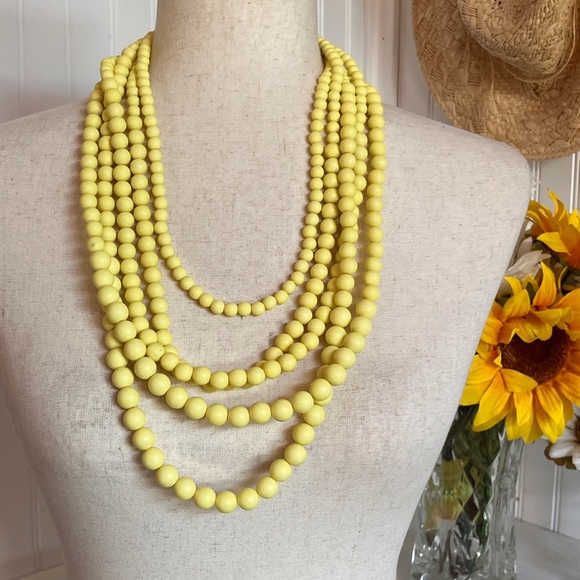 Lisa e Multilayers Yellow Beaded Necklace - Picture 1 of 4